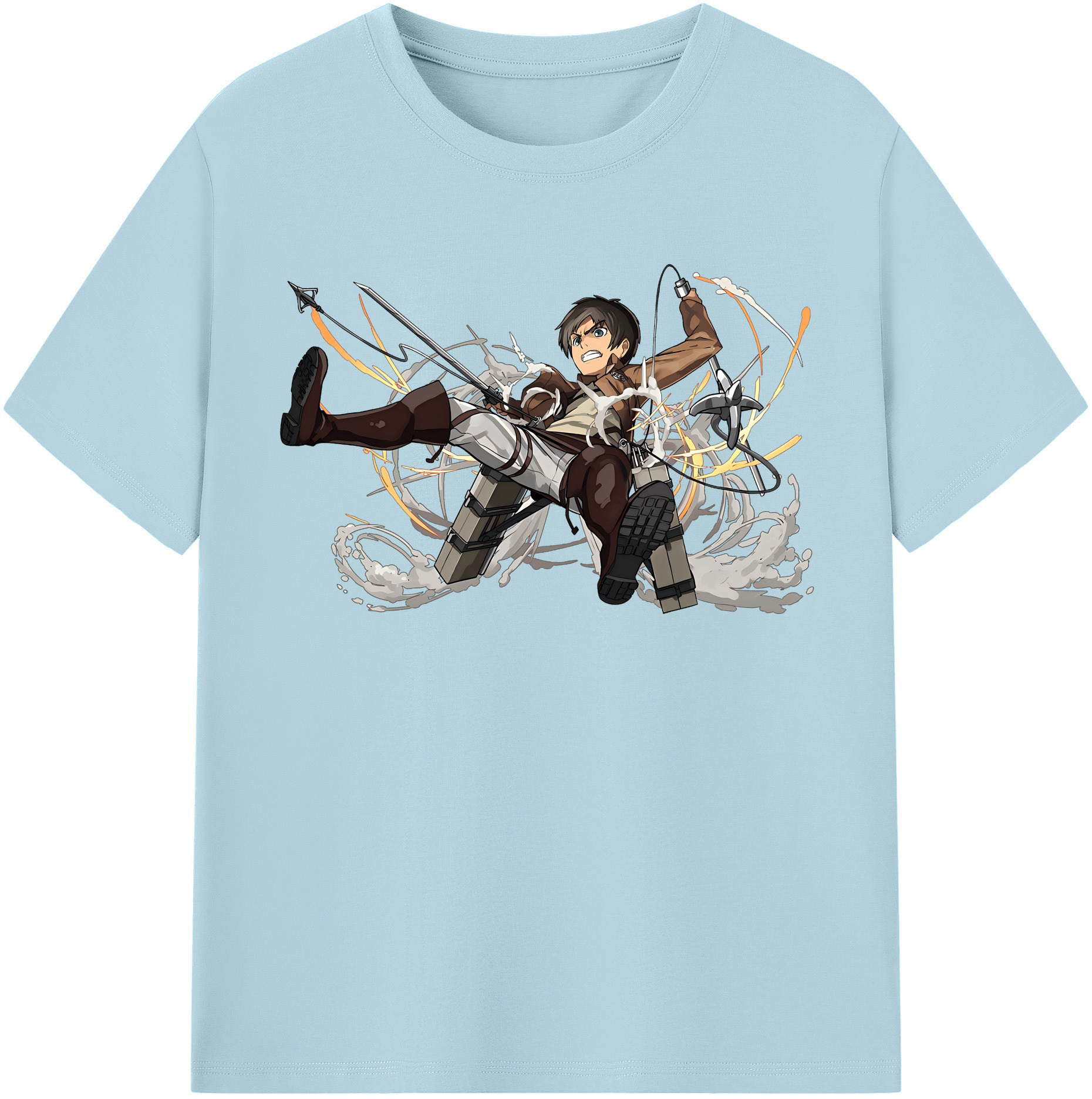 （画像用） 進撃の巨人 エレン･イェーガー Attack on Titan Eren Jäger 綿100％半袖Tシャツ（フロントプリント）